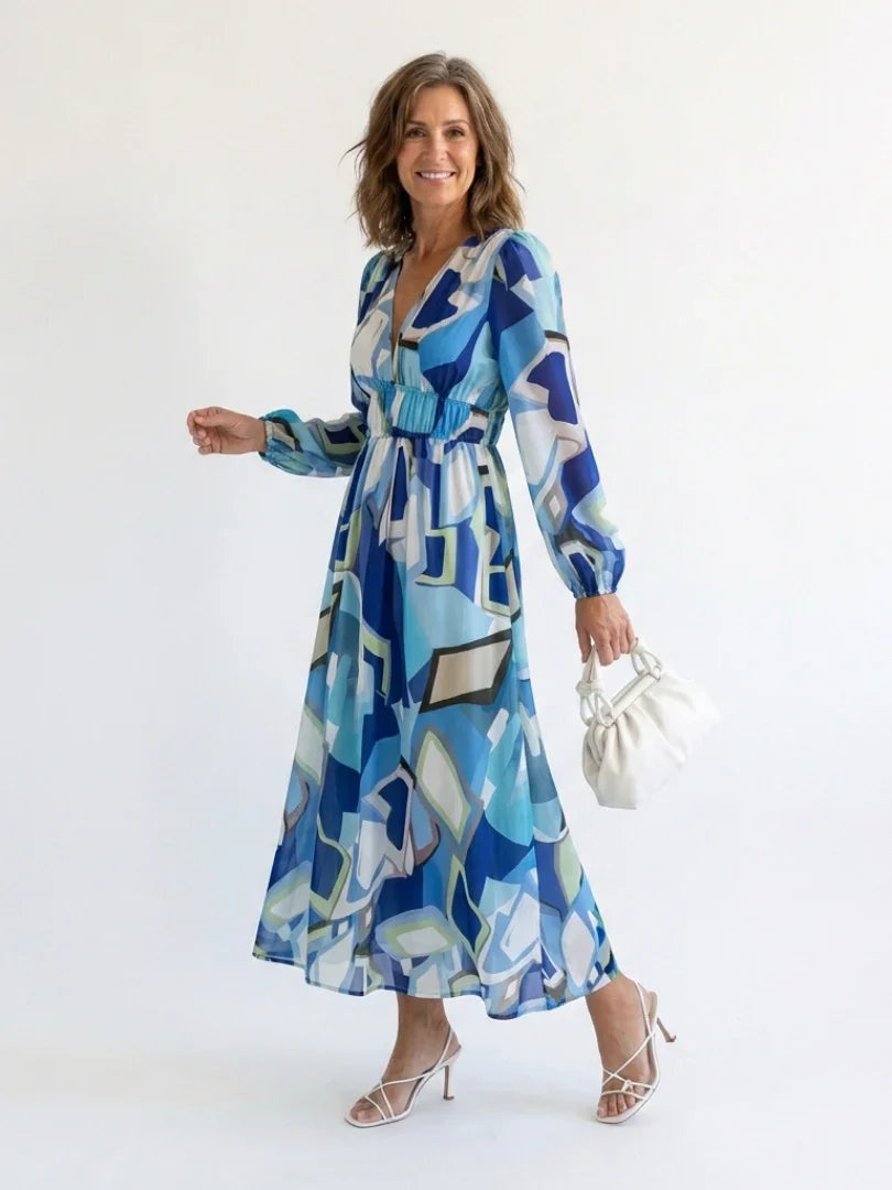 Marisol | Vestido Largo con Volantes Estampado Floral Mujer Escote V
