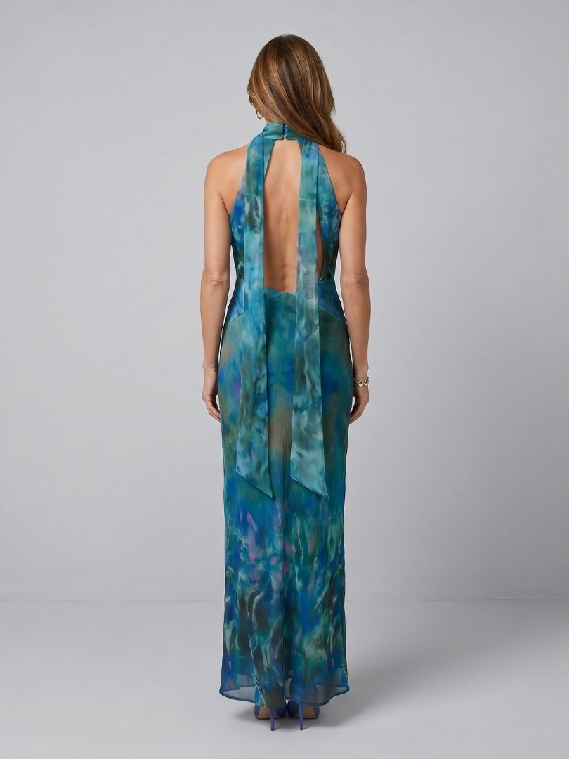 Marisol | Vestido Largo de Gala Halter Mujer Abertura Frontal