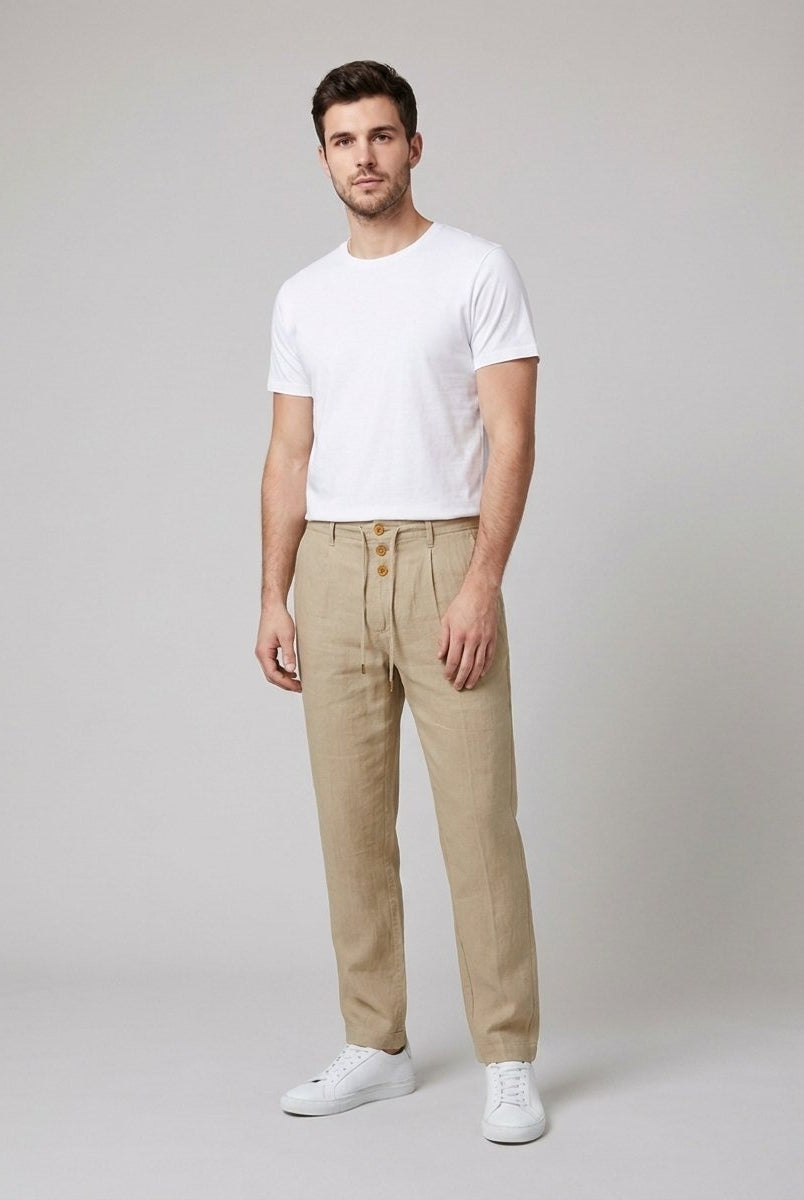Mateo | Pantalón de Lino de Pinzas Hombre Corte Relajado