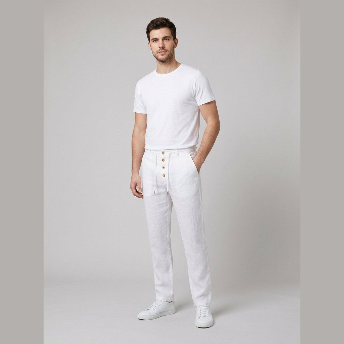 Mateo | Pantalón de Lino de Pinzas Hombre Corte Relajado