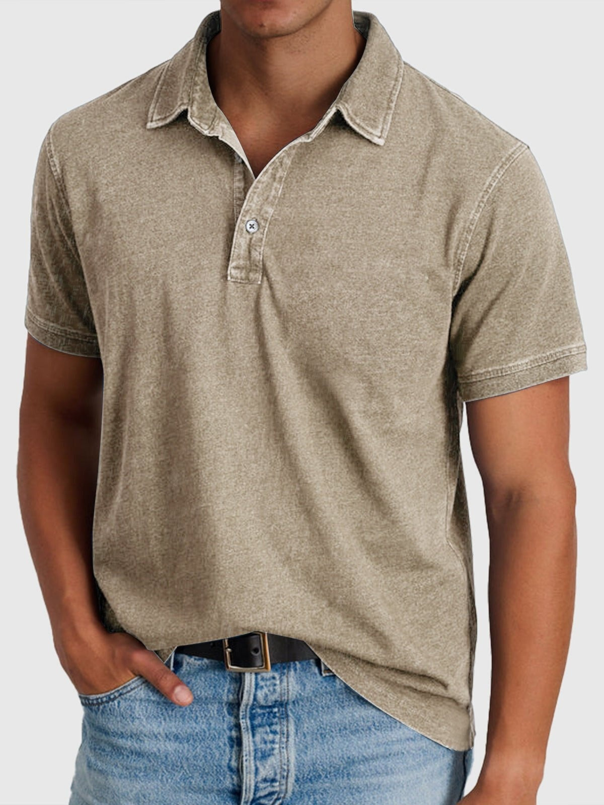 Rodrigo | Polo de Algodón Denim de Manga Corta Hombre Cuello Clásico