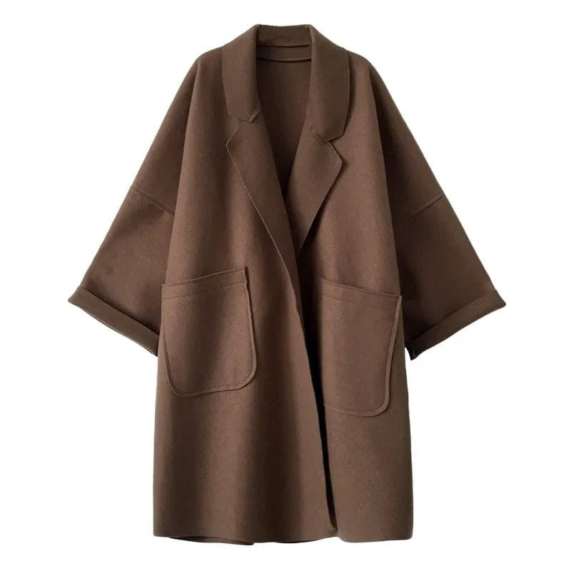 Mencía | Abrigo Largo de Mezcla de Lana Oversize Mujer Cuello Solapa