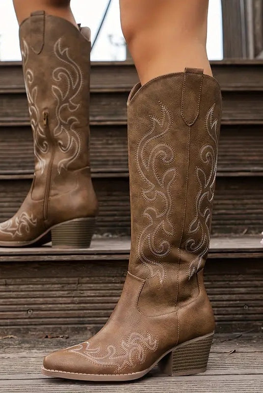 Mencía | Botas Cowboy Mujer Caña Alta Bordadas