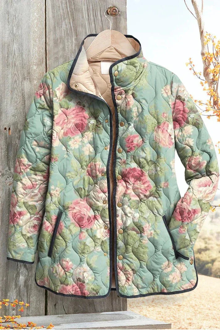 Mencía | Cazadora Acolchada Estampada Entretiempo Mujer Patchwork Floral