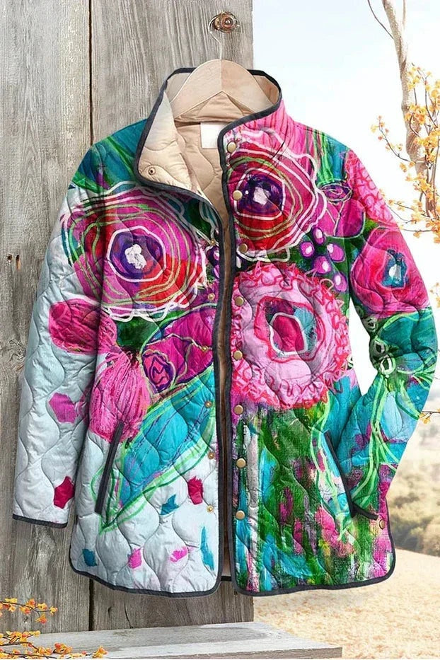 Mencía | Cazadora Acolchada Estampada Entretiempo Mujer Patchwork Floral