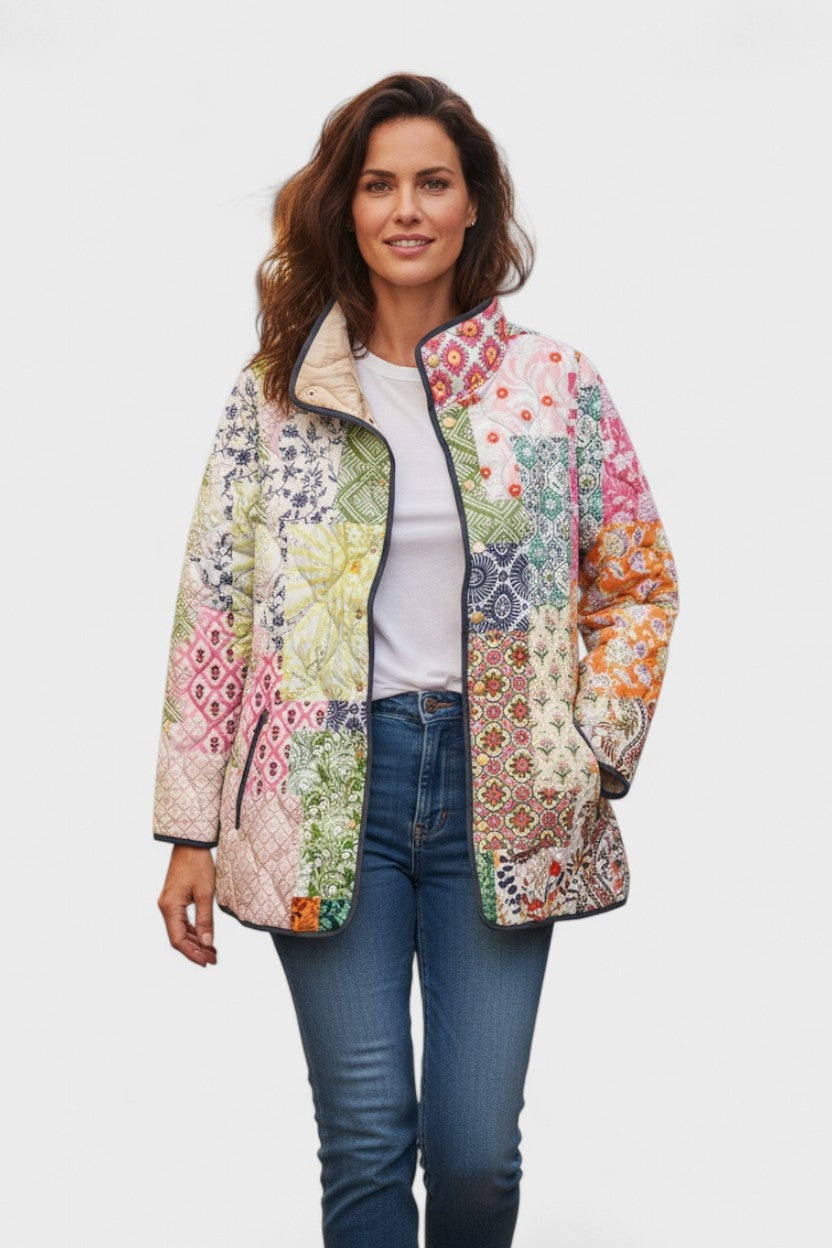 Mencía | Cazadora Acolchada Estampada Entretiempo Mujer Patchwork Floral