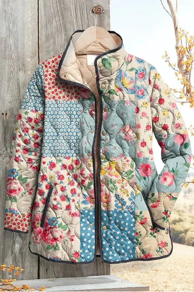 Mencía | Cazadora Acolchada Estampada Entretiempo Mujer Patchwork Floral