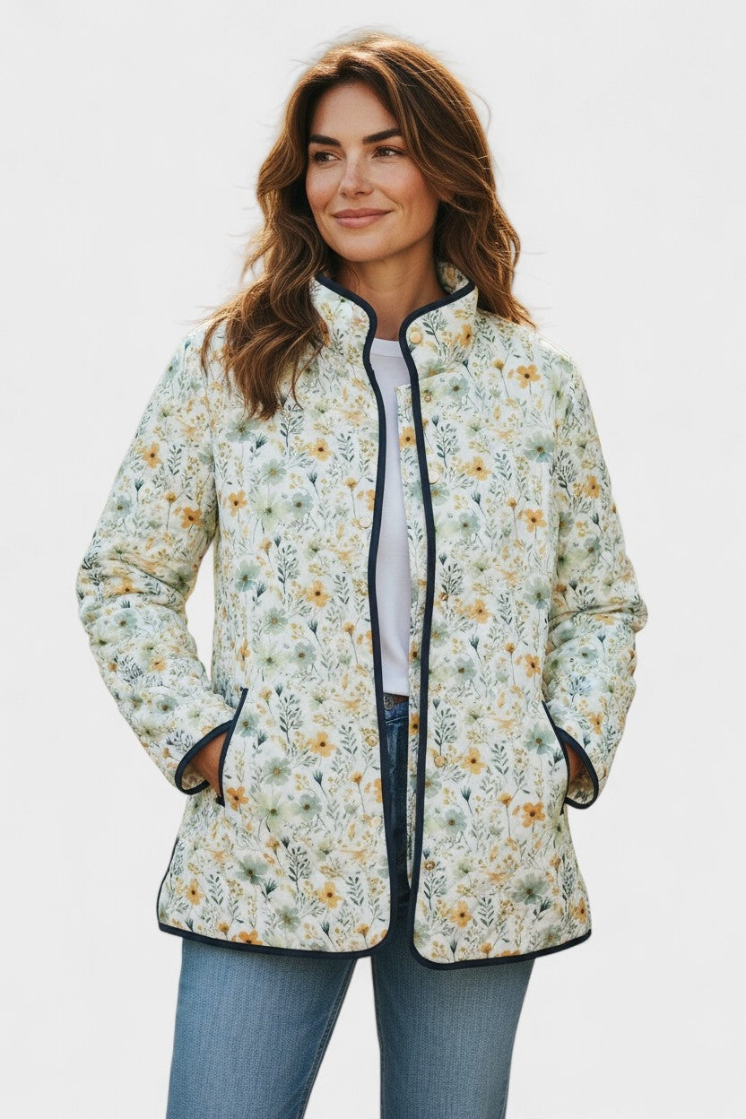 Mencía | Cazadora Acolchada Estampada Entretiempo Mujer Patchwork Floral