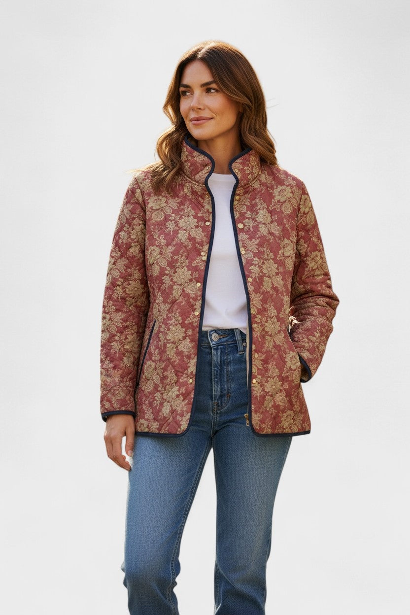 Mencía | Cazadora Acolchada Estampada Entretiempo Mujer Patchwork Floral