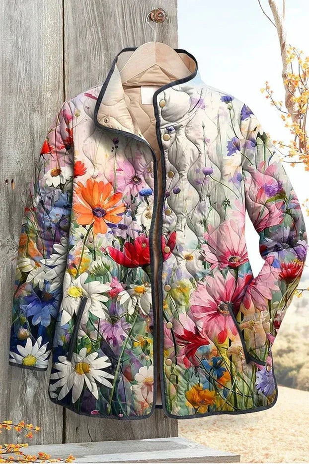 Mencía | Cazadora Acolchada Estampada Entretiempo Mujer Patchwork Floral