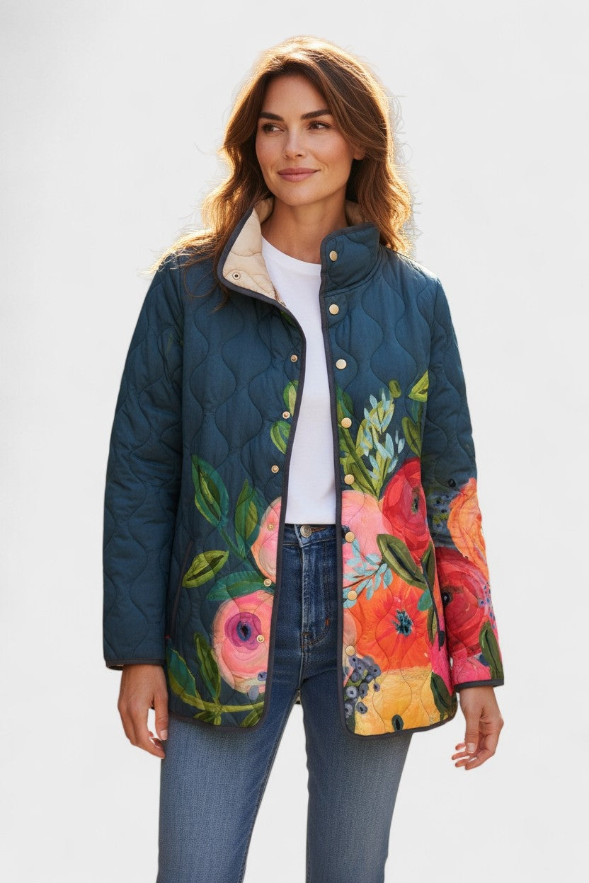 Mencía | Cazadora Acolchada Estampada Entretiempo Mujer Patchwork Floral