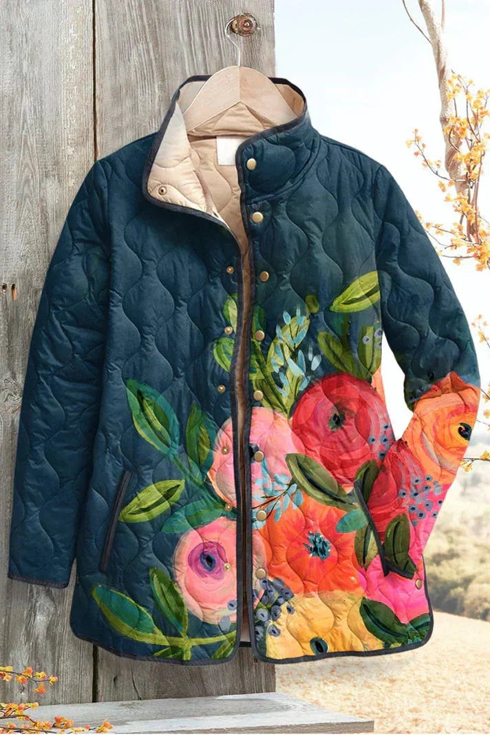 Mencía | Cazadora Acolchada Estampada Entretiempo Mujer Patchwork Floral