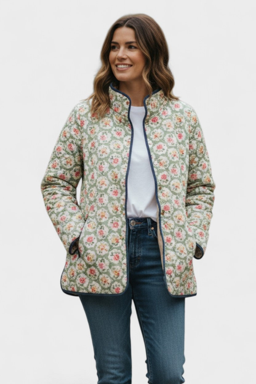 Mencía | Cazadora Acolchada Estampada Entretiempo Mujer Patchwork Floral