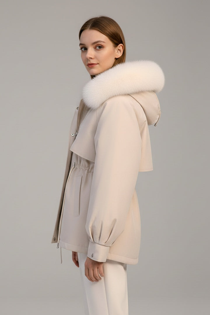 Mencía | Parka Acolchada Mujer con Capucha Piel Cordón Ajustable
