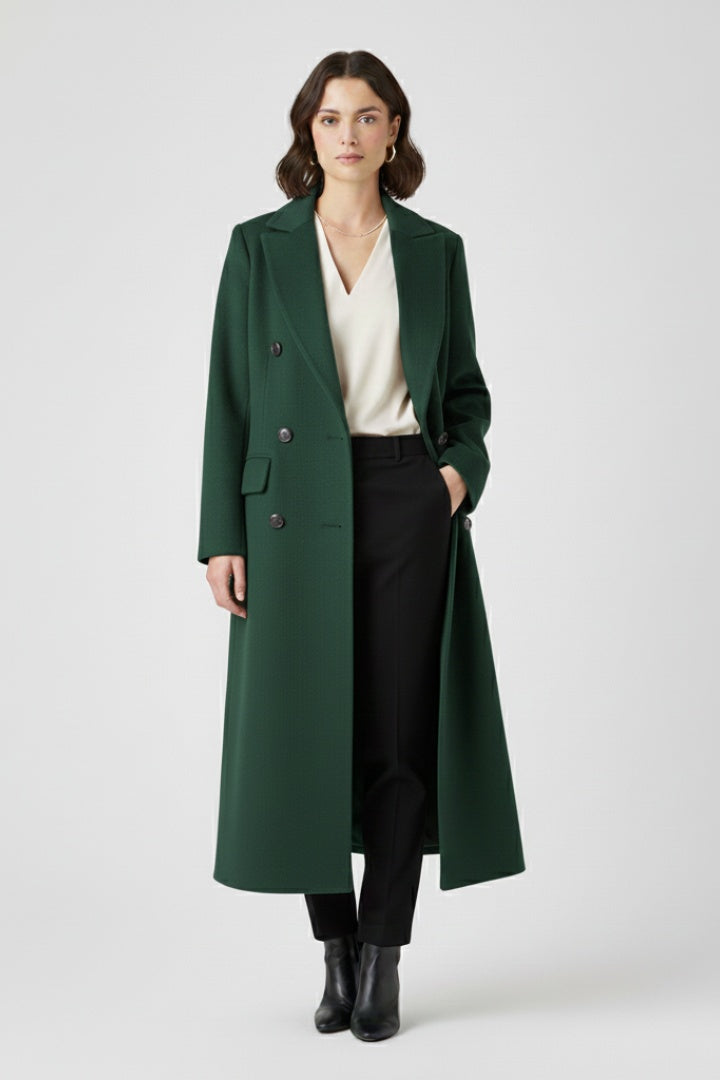 Mencía | Peacoat de Paño Largo Mujer Cuello Solapa Doble Botonadura