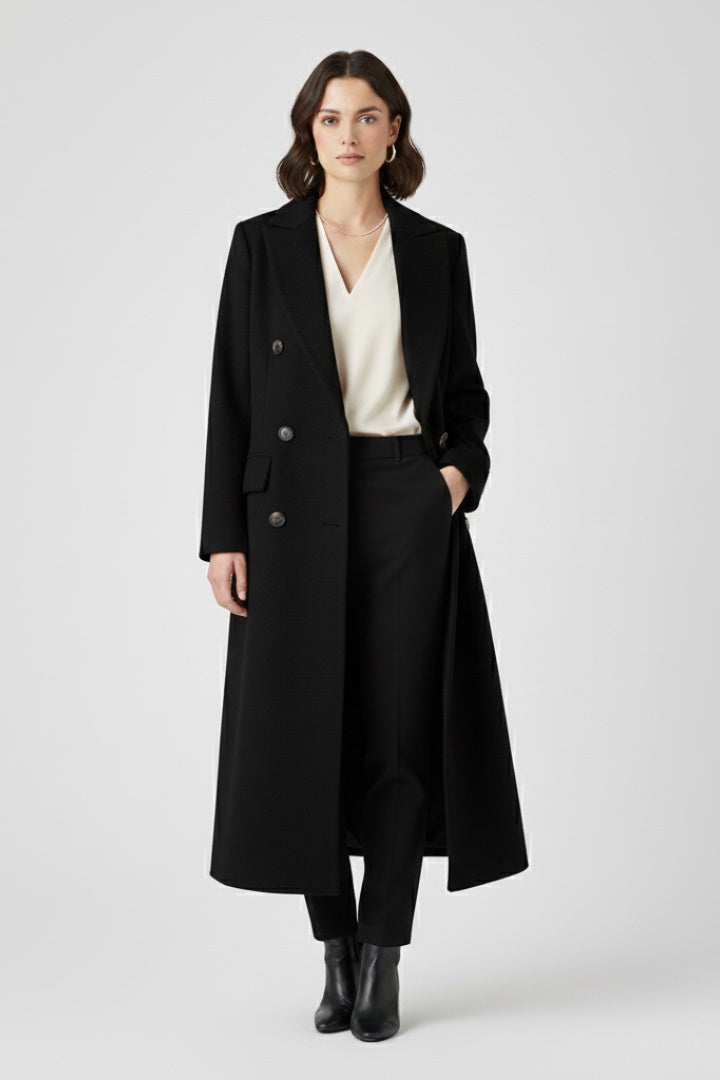 Mencía | Peacoat de Paño Largo Mujer Cuello Solapa Doble Botonadura
