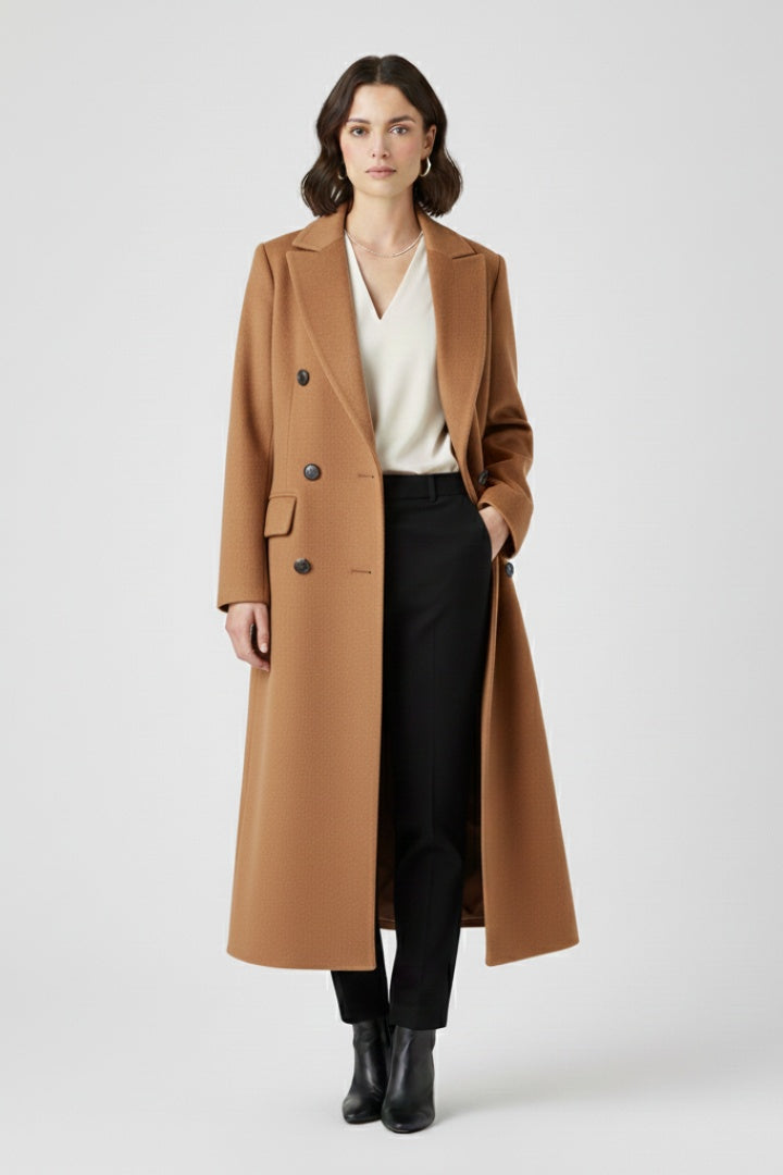 Mencía | Peacoat de Paño Largo Mujer Cuello Solapa Doble Botonadura