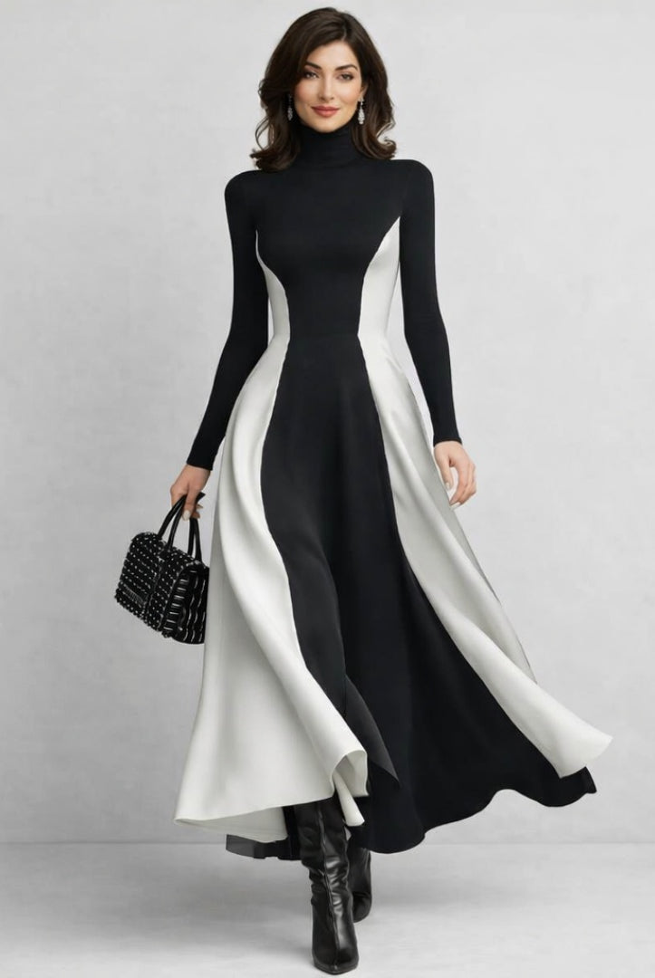 Mencía | Vestido Largo de Invierno Mujer Cuello Alto Manga Larga
