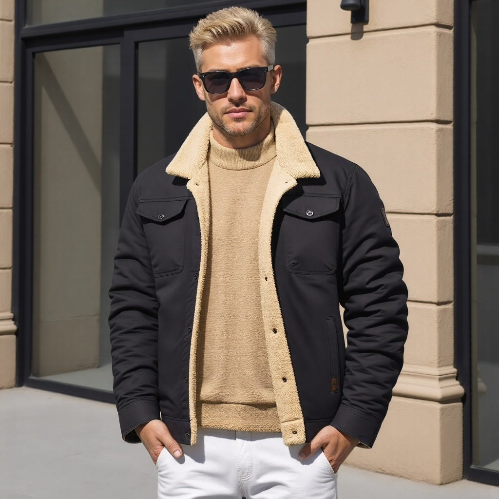 Mikel | Chaqueta Militar Hombre Forro Borreguito Bolsillos