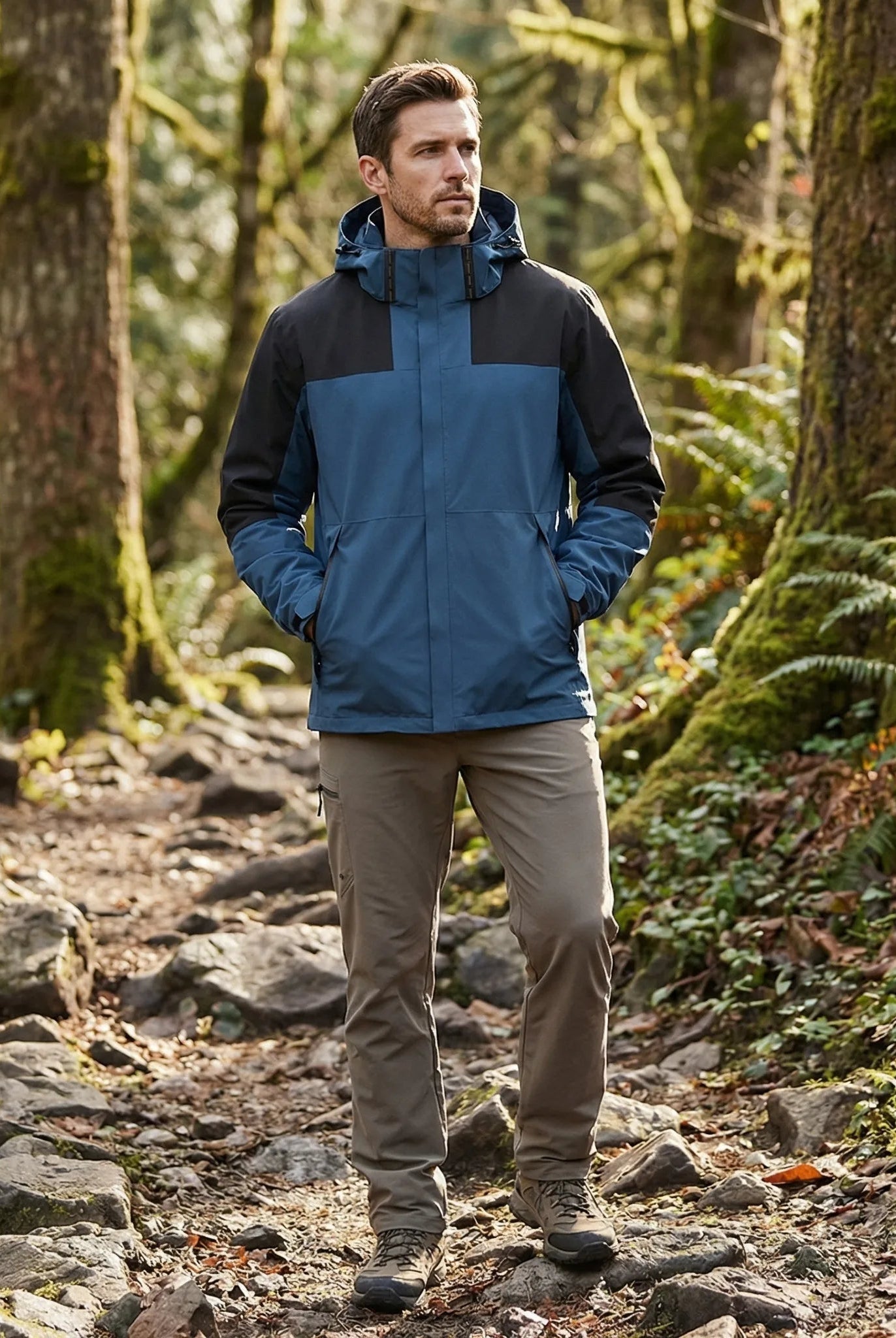 Mikel | Chubasquero Impermeable Hombre con Capucha Cortavientos