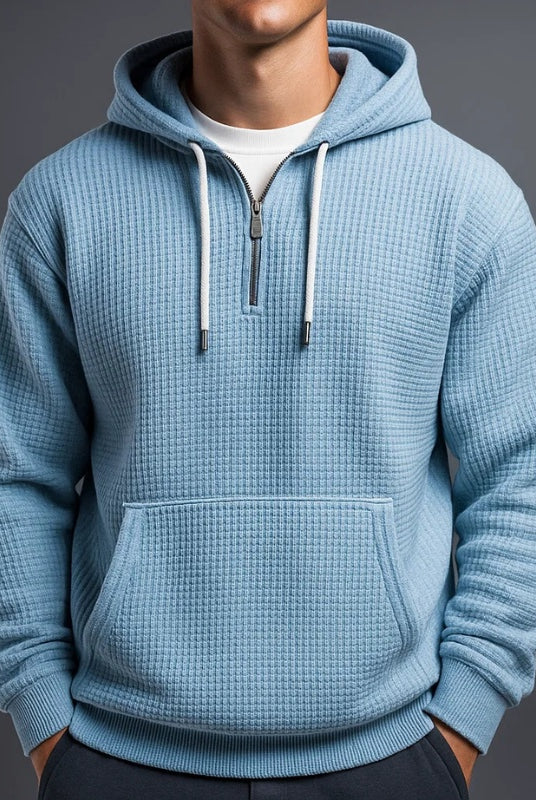 Mikel | Zip Hoodie de Tejido Waffle Hombre Media Cremallera