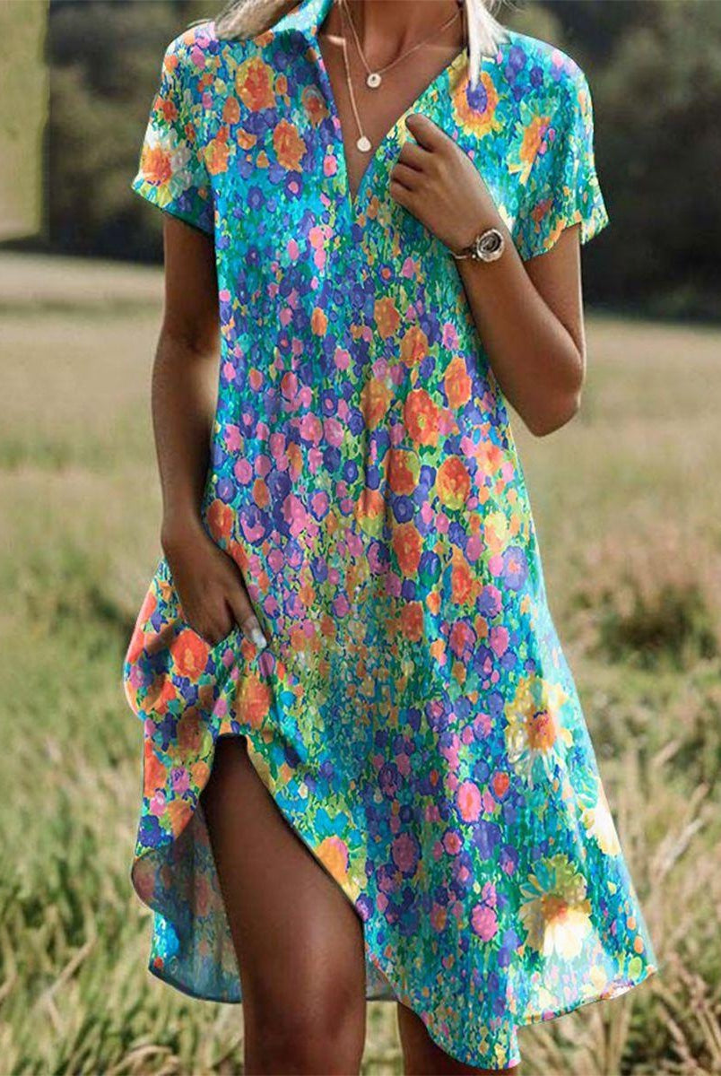 Mireia | Vestido Midi Estampado Floral Mujer Manga Corta