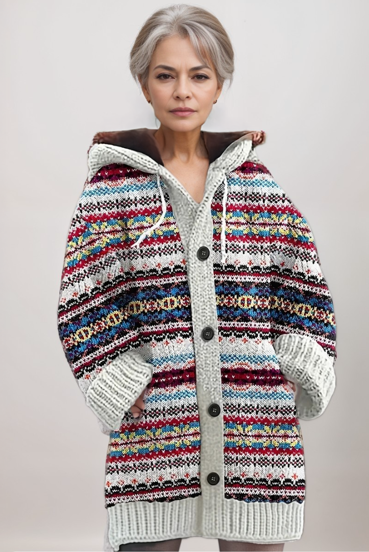 Miriam | Jersey de Rayas Mujer con Capucha Largo Punto