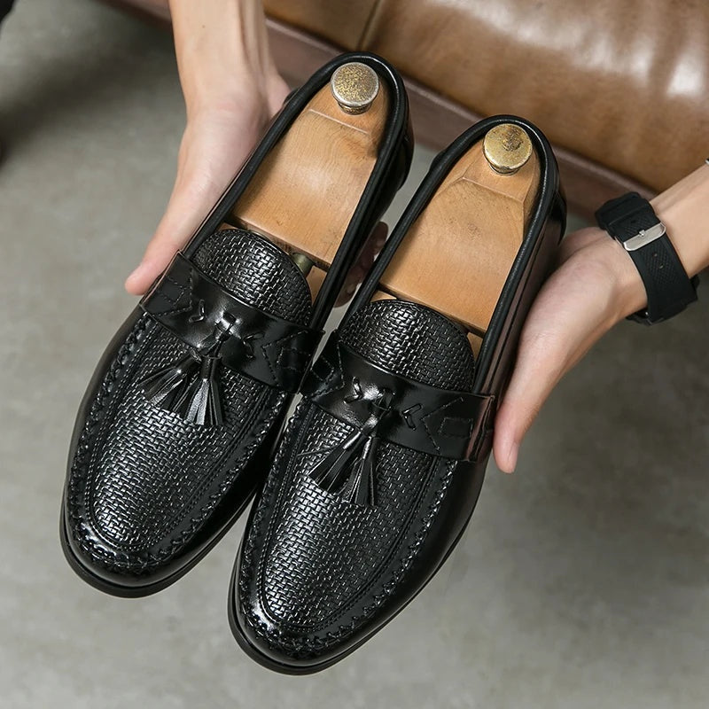 Mocasines con Borlas Hombre Textura Tejida