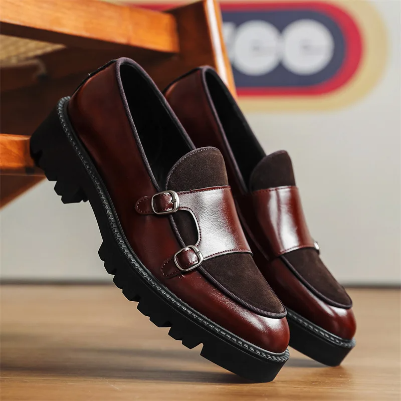 Mocasines Monk Doble Hebilla Hombre Suela Gruesa