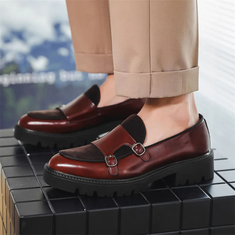 Mocasines Monk Doble Hebilla Hombre Suela Gruesa