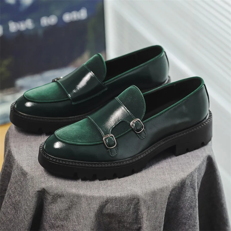 Mocasines Monk Doble Hebilla Hombre Suela Gruesa
