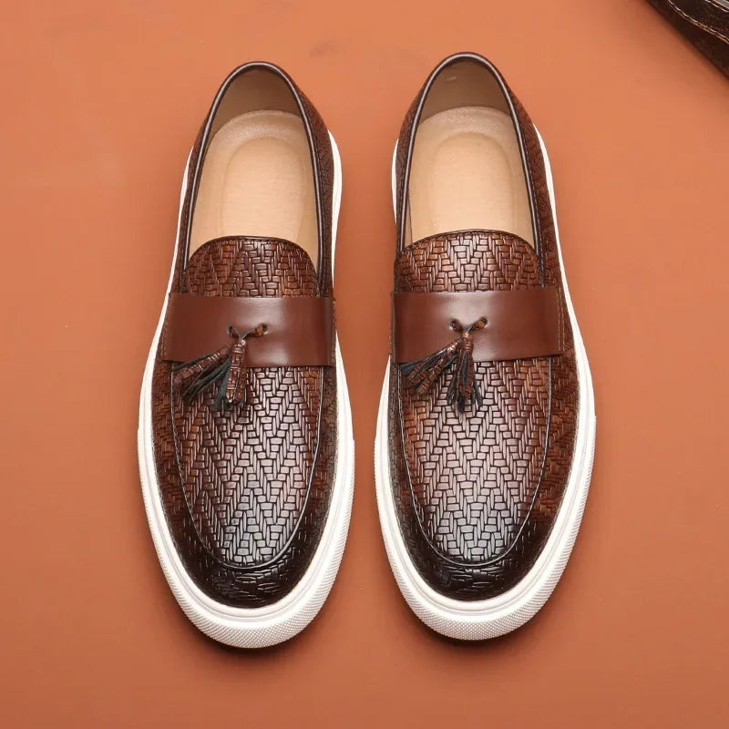 Mocasines Tejidos con Borlas Hombre Slip-On
