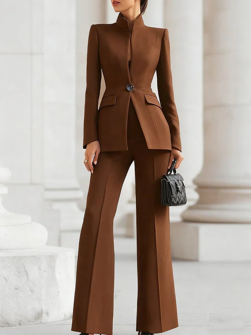 Mónica | Conjunto de Traje Profesional Blazer y Pantalón Mujer Cintura Alta