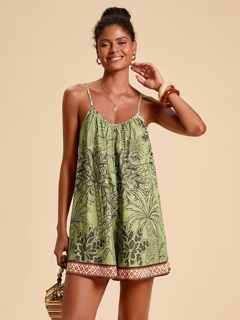 Mono Corto Estampado Tropical Mujer Tirantes
