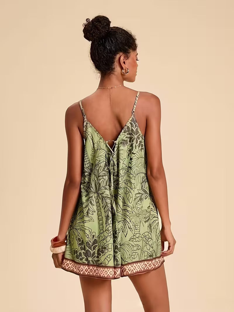 Mono Corto Estampado Tropical Mujer Tirantes
