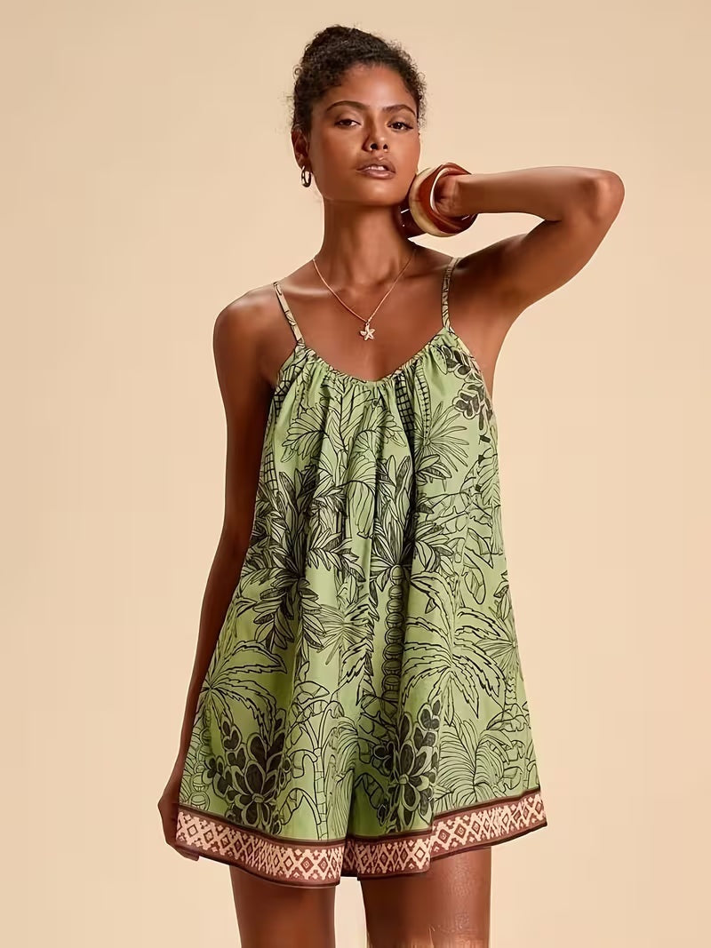 Mono Corto Estampado Tropical Mujer Tirantes