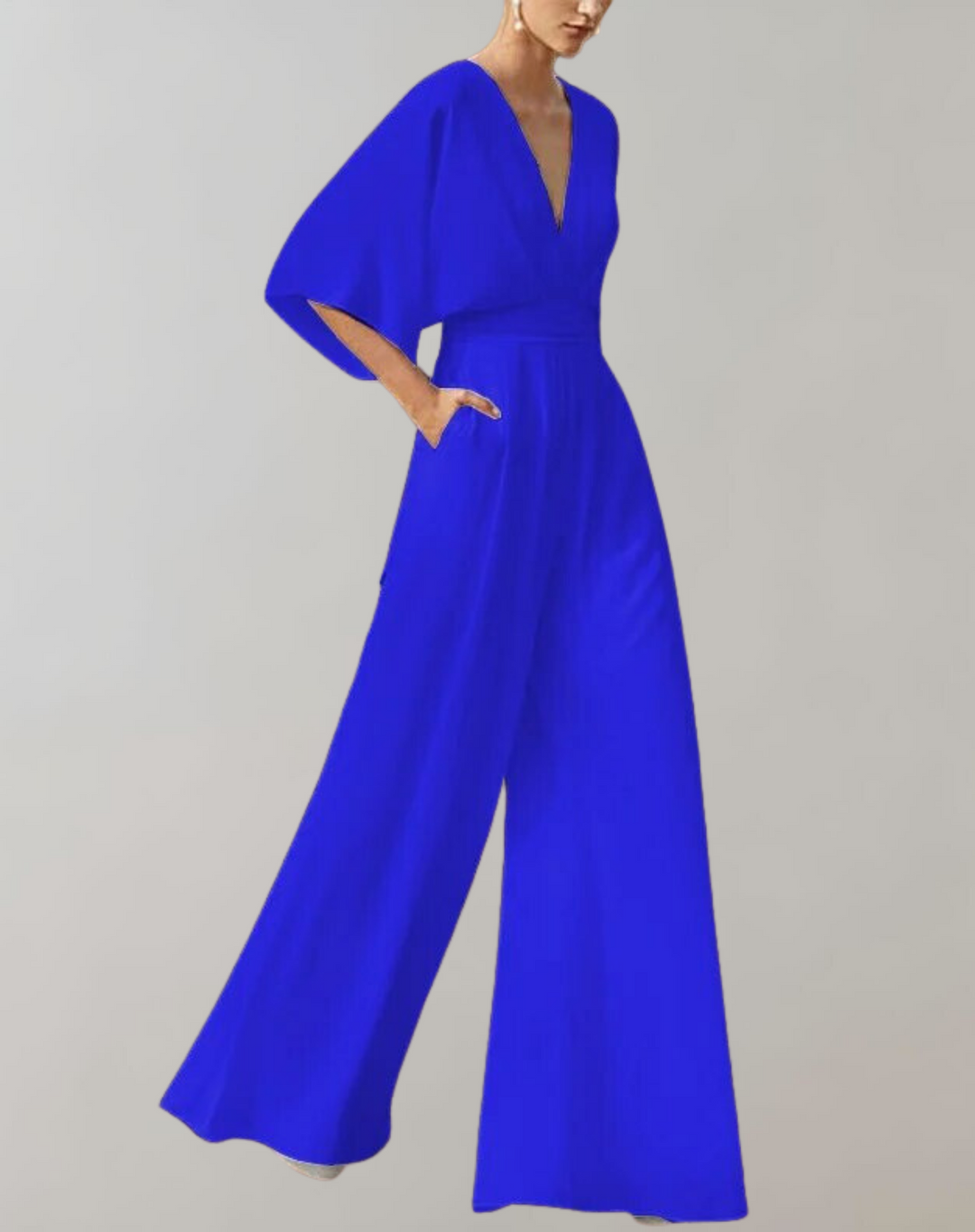 Mono Largo Elegante de Escote V Mujer Mangas Anchas