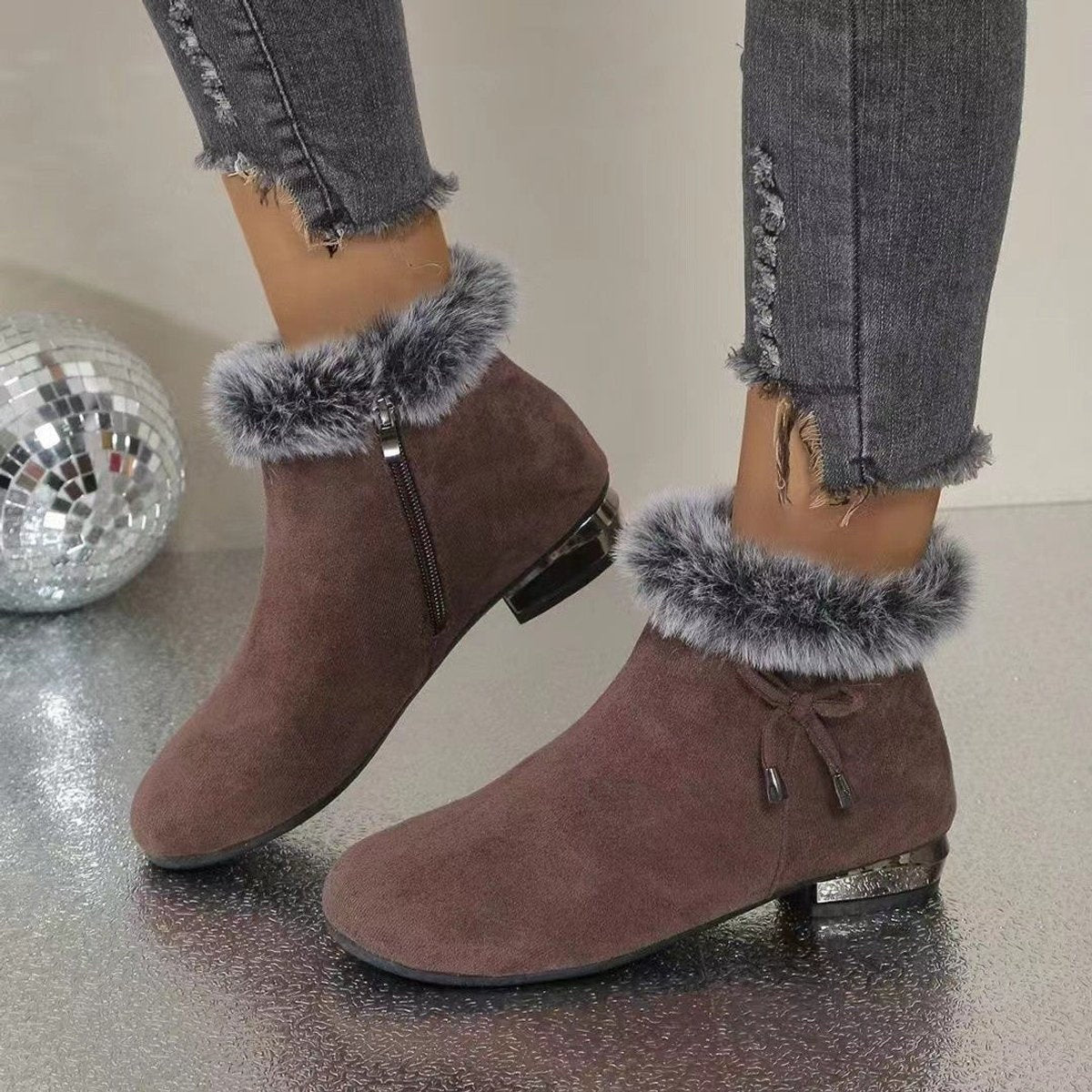Montserrat | Botines de Ante con Pelo Mujer Tacón Bajo Invierno