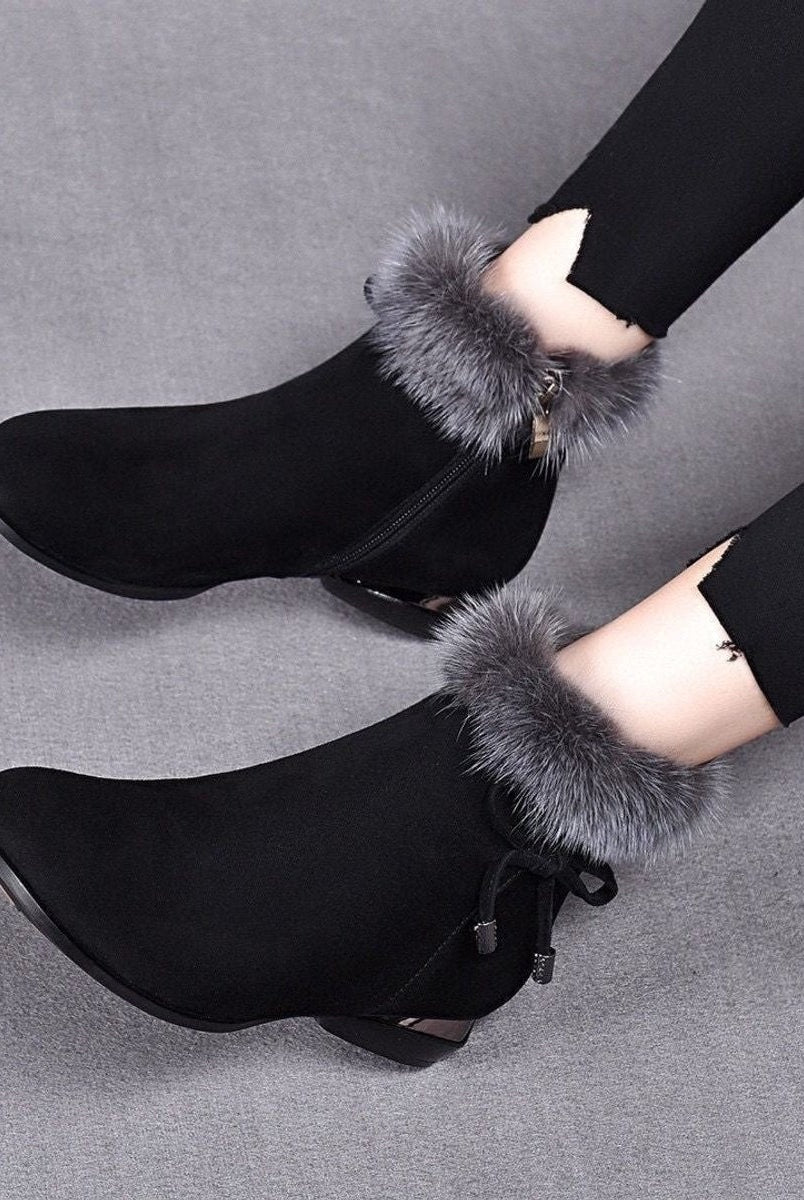 Montserrat | Botines de Ante con Pelo Mujer Tacón Bajo Invierno