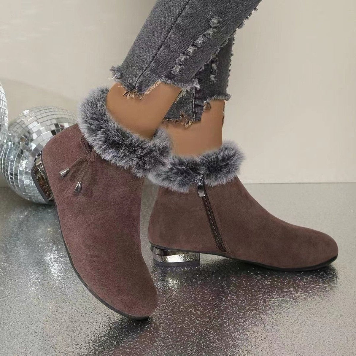 Montserrat | Botines de Ante con Pelo Mujer Tacón Bajo Invierno