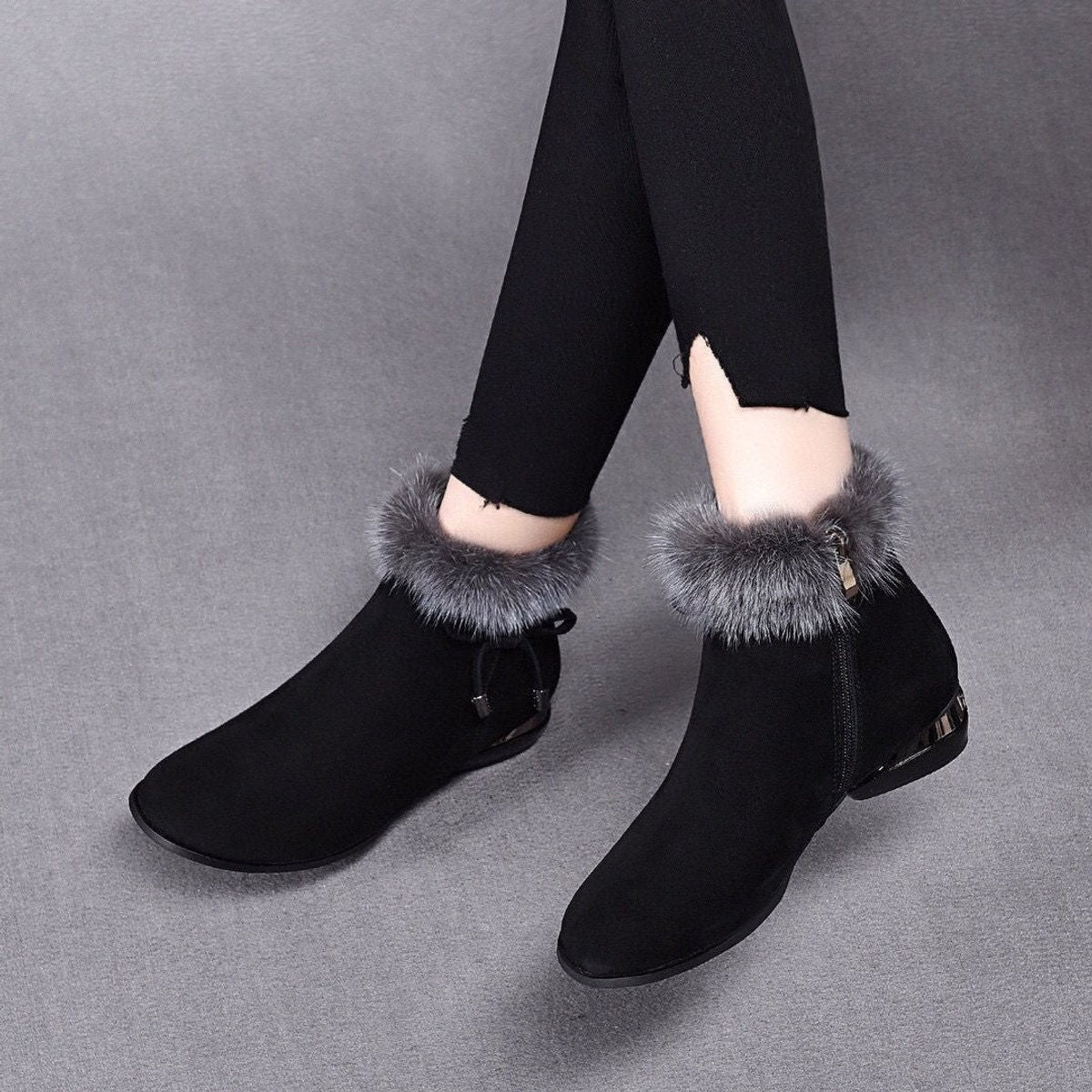 Montserrat | Botines de Ante con Pelo Mujer Tacón Bajo Invierno