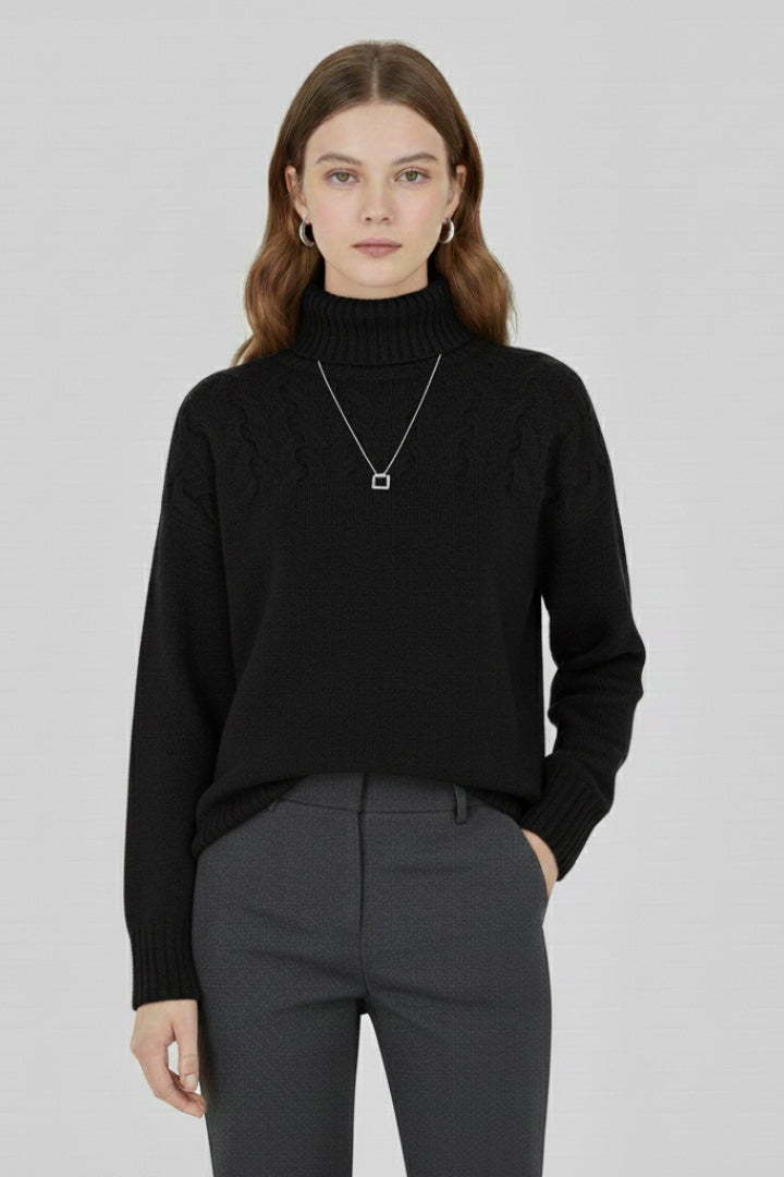 Montserrat | Jersey de Punto con Cuello Alto Mujer Trenzas Oversize