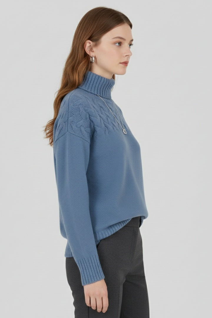 Montserrat | Jersey de Punto con Cuello Alto Mujer Trenzas Oversize