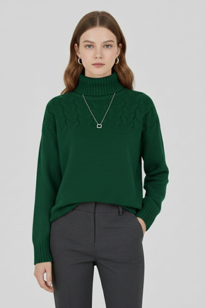 Montserrat | Jersey de Punto con Cuello Alto Mujer Trenzas Oversize