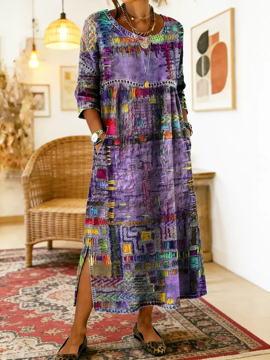 Montserrat | Vestido Largo Boho Mujer Estampado Patchwork