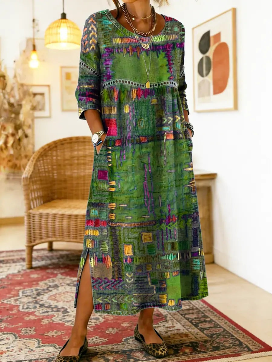 Montserrat | Vestido Largo Boho Mujer Estampado Patchwork