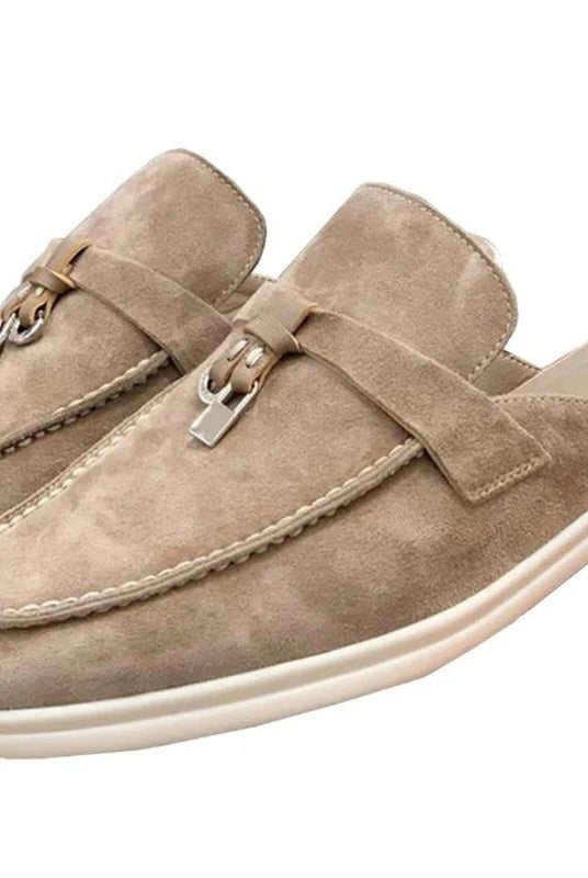 Mules Destalonados Mujer Estilo Loafer Hebilla