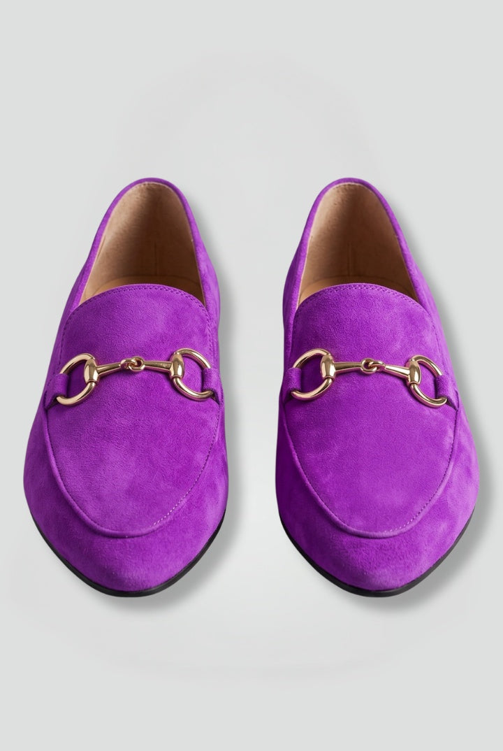 Nahia | Mocasines de Ante Mujer Planos Hebilla Metal