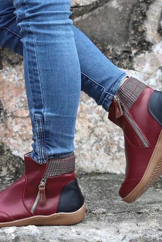 Naia | Botines Planos Mujer Cremallera Lateral Punta Redonda