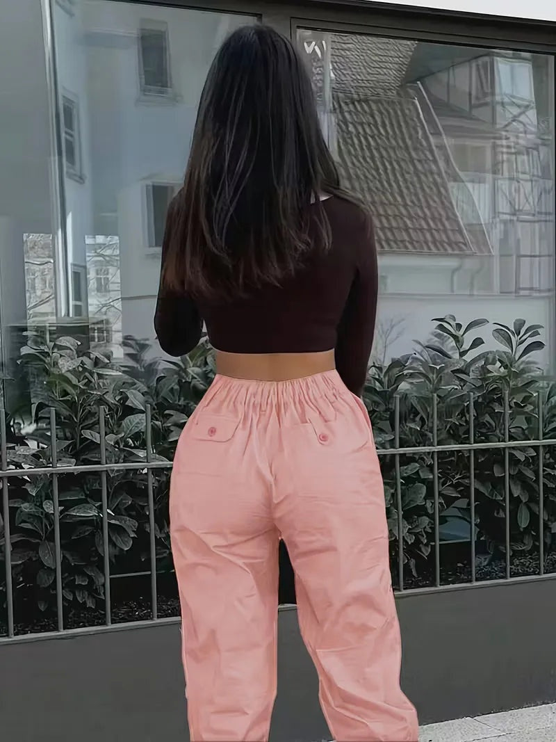 Naia | Pantalón Cargo de Polipiel Mujer Cintura Alta